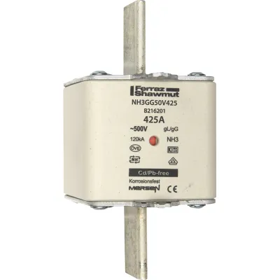 Mersen NH-Sicherungseinsatz NH3GG50V425 | 425A | NH3 | gG | 500V AC | Kombikennmelder | Gr.3 | für Leitungsschutz