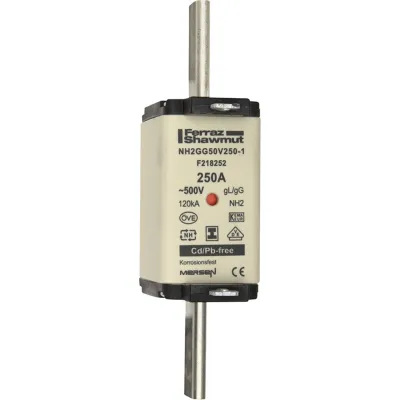 Mersen NH-Sicherungseinsatz NH2GG50V250-1 | 250A | 500V AC/DC | NH2 | gG | Kombikennmelder | IMGL | Messersicherung