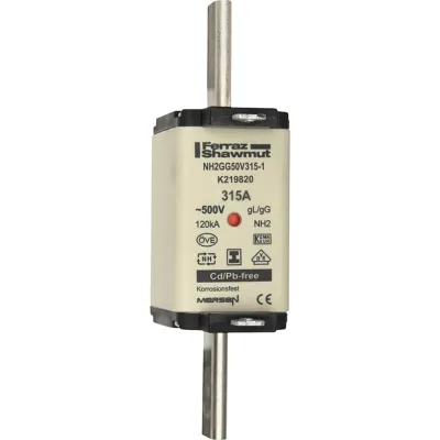 Mersen NH-Sicherungseinsatz NH2GG50V315-1 | NH2 | 315A | 500V | gG | Kombikennmelder | isolierte Grifflaschen