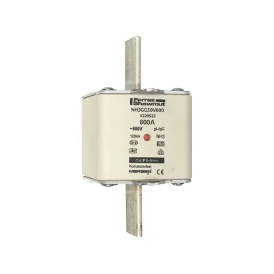 Mersen NH-Sicherungseinsatz NH2GG50V400-1 | NH2 400A 500V AC/DC | gG | Kombikennmelder | IMGL | Messersicherung