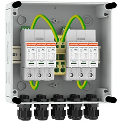 Mersen Photovoltaik-Stringbox PVBT12-1000V-B-213 | 2 MPP | 1000V DC | IP65 | 6-polig | Polypropylen | Wandmontage