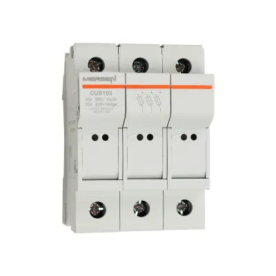 Mersen Sicherungshalter CUS103 | Midget 10x38 mm | 3-polig | 800V AC/DC | 32A | DIN-Schiene | IP20