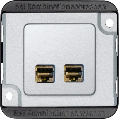 Merten Anschlussmodul RJ45 2fach MEG4576-7022 | Cat6A STP | Unterputz | Zentralplatte | geschirmt | LSA | Aluminium