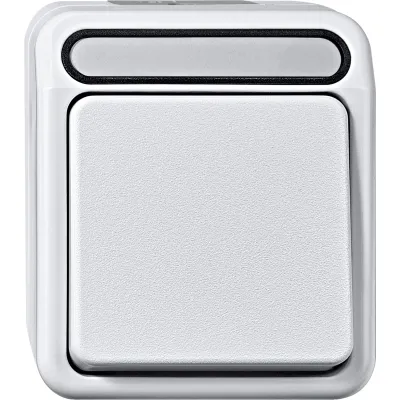 Merten Aus-/Wechselschalter MEG3116-8019 | 1-polig | Aufputz | IP44 Feuchtraum | Steckklemmen | Thermoplast | polarweiß