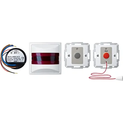 Merten Notrufset Behinderten-WC | Komplettset System M | MEG4849-1419 | mit Netzteil Unterputz | polarweiß