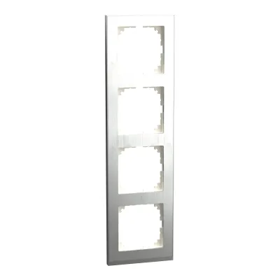 Merten M-Pure Decor Abdeckrahmen 4-fach | MEG4040-3646 | Edelstahl/Alu matt | Metall/Thermoplast | halogenfrei | UP