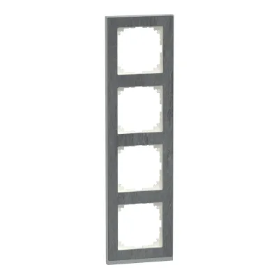 Merten Abdeckrahmen 4-fach MEG4040-3669 | M-Pure Decor-Rahmen | Stein/Thermoplast | Schiefer/Aluminium | matt | IP20