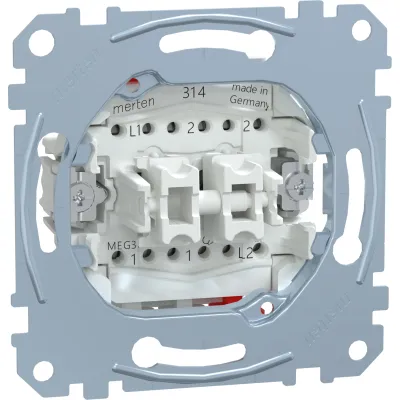 Merten Doppeltaster-Einsatz | Unterputz 2-fach Wippe | 2 Wechsler | 10A 250V | IP20 | halogenfrei