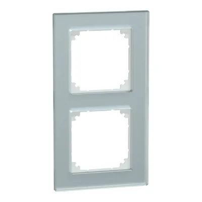 Merten Echtglasrahmen 2-fach MEG4020-2320 | Rahmen Unterputz | Kristallweiß | 6mm Glas | glänzend | IP20