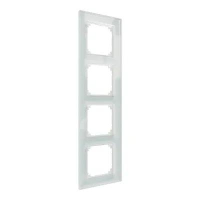 Merten Echtglasrahmen 4fach MEG4040-2320 | Rahmen für Unterflurkanaldose | Sicherheitsglas 6mm | glänzend | kristallweiß