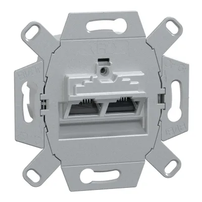 Merten UAE-Einsatz 465706 | Netzwerk Anschlussdose Cat 6 | 2x RJ45 Buchsen geschirmt | Unterputz/Kanaleinbau | weiß