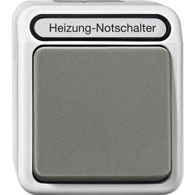 Merten Heizungs-Notschalter MEG3449-8029 | 2-polig Aufputz | Kontrollleuchte | IP44 Feuchtraum | lichtgrau | Kunststoff