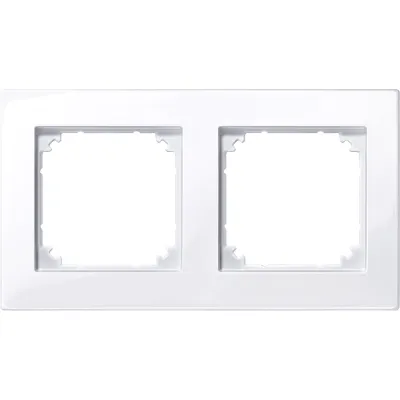 Merten Abdeckrahmen 2fach M-PLAN 515225 | Unterputz | Thermoplast antibakteriell | glänzend | weiß RAL 9016