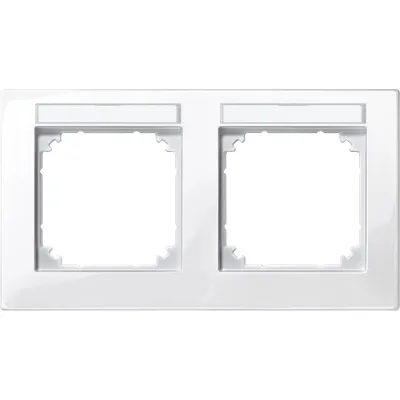 Merten Abdeckrahmen 2-fach 514219 | M-PLAN | beschriftbar | horizontal | Kunststoff Thermoplast | polarweiß glänzend