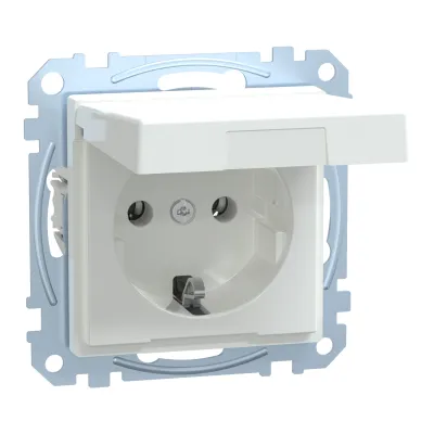 Merten SCHUKO-Steckdose MEG2310-0325 | 1-fach UP | Klappdeckel | antibakteriell | IP20 | aktivweiß