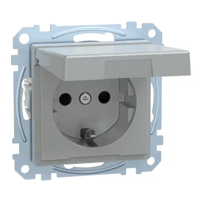 Merten SCHUKO-Steckdose MEG2314-0460 | Unterputz IP44 | Klappdeckel | erhöhter Berührungsschutz | matt | Aluminium