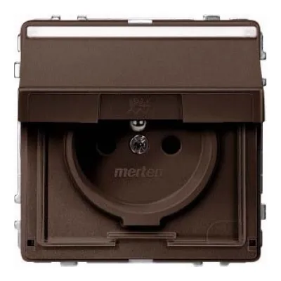 Merten Steckdose Unterputz MEG2612-7215 | Schuko Typ F | Kinderschutz | IP44 | Klappdeckel | QuickFlex | dunkelbrasil