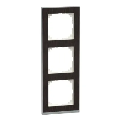 Merten M-Pure Decor-Rahmen MEG4030-3671 | Abdeckrahmen 3-fach | Holz/Thermoplast | matt | Wenge/Aluminium | IP20