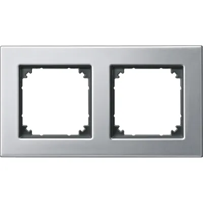 Merten Metallrahmen 2-fach 475260 | Abdeckrahmen M-PLAN | Unterputz | Metall matt | horizontal & vertikal | Platinsilber
