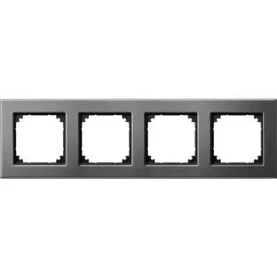 Merten Abdeckrahmen 4-fach 475414 | M-PLAN Metallrahmen | Unterputz | matt verzinkt | IP20 | Rhodiumgrau