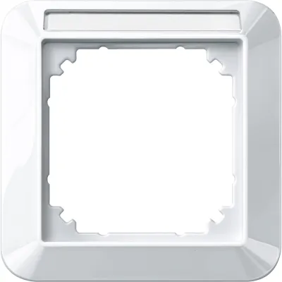 Merten Rahmen 1-fach 387119 | Abdeckrahmen mit Beschriftungsträger | Kunststoff | 80,5x80,5 mm | polarweiß glänzend