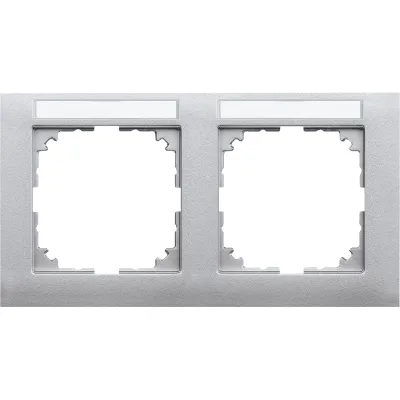 Merten Abdeckrahmen 2-fach MEG4021-3660 | M-Pure | horizontal | mit Beschriftungsfeld | Thermoplast matt | aluminium