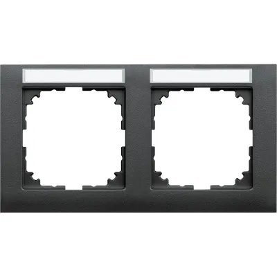 Merten Rahmen 2-fach MEG4021-3614 | Abdeckrahmen M-Pure | Beschriftungsfeld | Unterputz | Kunststoff matt anthrazit