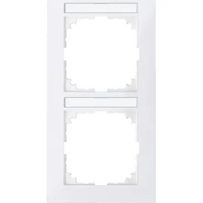 Merten Rahmen 2-fach MEG4022-3619 | Abdeckrahmen M-Pure vertikal | Beschriftungsfeld | Thermoplast | polarweiß RAL 9010