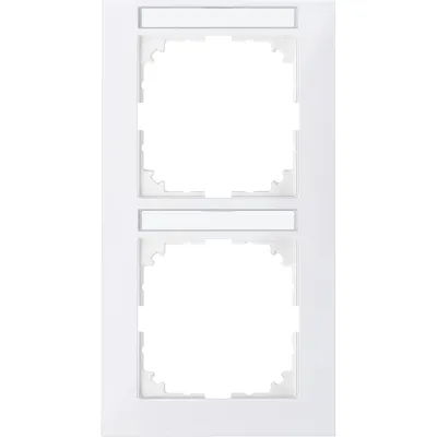 Merten Rahmen 2-fach MEG4022-3619 | Abdeckrahmen M-Pure vertikal | Beschriftungsfeld | Thermoplast | polarweiß RAL 9010
