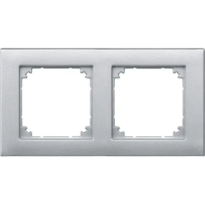 Merten Abdeckrahmen M-PLAN II 488260 | 2-fach bündiger Einbau | System M | Thermoplast edelmatt | Aluminium matt