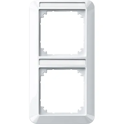 Merten Rahmen 2-fach 385219 | vertikal | mit Beschriftungsfeld | Kunststoff glänzend | polarweiß RAL 9010