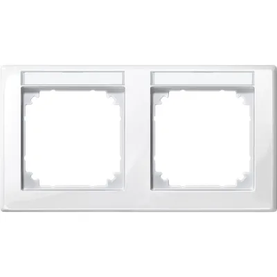 Merten 2-fach Rahmen M-SMART 471219 | beschriftbar | für Schalter & Steckdosen | polarweiß glänzend | horizontal