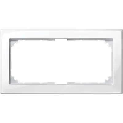 Merten Abdeckrahmen 2-fach 478819 | M-SMART | ohne Mittelsteg | Thermoplast glänzend | polarweiß | 80,5x151,7 mm | IP20