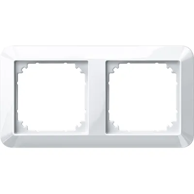 Merten Abdeckrahmen 2-fach 1-M 389219 | Rahmen für Schalter & Steckdosen | polarweiß glänzend | Thermoplast | IP20