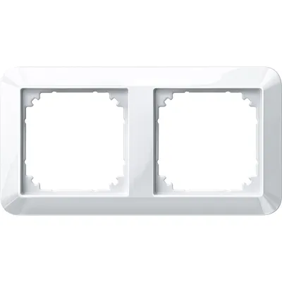 Merten Abdeckrahmen 2-fach 1-M 389219 | Rahmen für Schalter & Steckdosen | polarweiß glänzend | Thermoplast | IP20