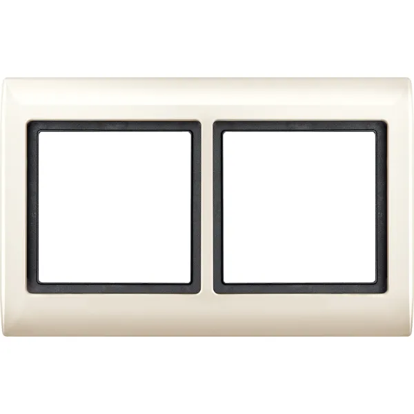 Merten Abdeckrahmen 2-fach 400244 | AQUADESIGN | Kunststoff Thermoplast | IP44 | Unterputz | glänzend | cremeweiß
