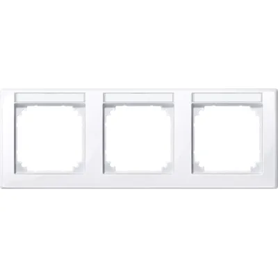 Merten Rahmen 3-fach 471325 | M-SMART Abdeckrahmen mit Beschriftungsfeld | horizontal | Kunststoff | weiß RAL 9016