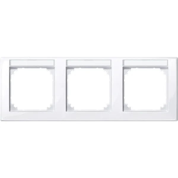 Merten Rahmen 3-fach 471325 | M-SMART Abdeckrahmen mit Beschriftungsfeld | horizontal | Kunststoff | weiß RAL 9016