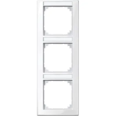 Merten Rahmen 3fach M-SMART 470319 | Abdeckrahmen vertikal beschriftbar | Kunststoff glänzend | polarweiß RAL 9010