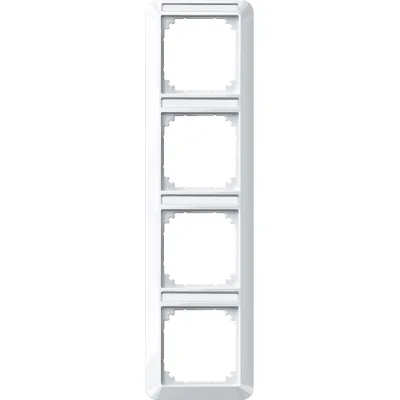 Merten Rahmen 4fach 385419 | Abdeckrahmen System M | Beschriftungsfeld | vertikal | Kunststoff | polarweiß glänzend