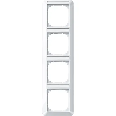 Merten Rahmen 4fach 385419 | Abdeckrahmen System M | Beschriftungsfeld | vertikal | Kunststoff | polarweiß glänzend
