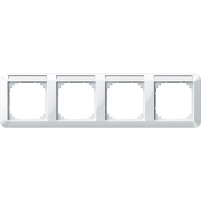 Merten Abdeckrahmen 4-fach | polarweiß RAL 9010 | waagerecht | mit Beschriftungsfeld | Thermoplast glänzend