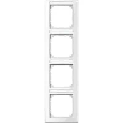 Merten Abdeckrahmen 4fach | beschriftbar vertikal | Kunststoff IP20 | polarweiß glänzend | M-SMART 470419