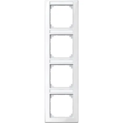 Merten Abdeckrahmen 4fach | beschriftbar vertikal | Kunststoff IP20 | polarweiß glänzend | M-SMART 470419