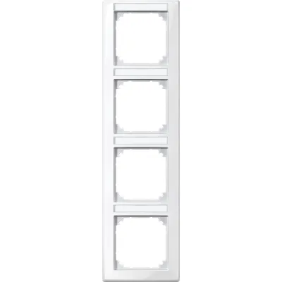 Merten Abdeckrahmen 4fach | beschriftbar vertikal | Kunststoff IP20 | polarweiß glänzend | M-SMART 470419