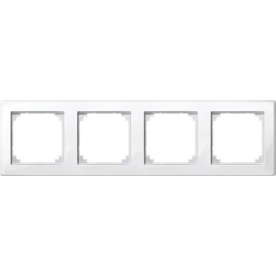 Merten Abdeckrahmen 4-fach | M-SMART polarweiß RAL 9010 | Thermoplast glänzend | für Schalter & Steckdosen | Unterputz