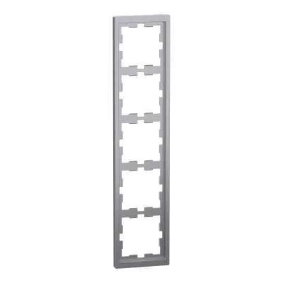 Merten D-Life Abdeckrahmen 5-fach MEG4050-6536 | Edelstahl Optik | Thermoplast glänzend | vertikal & horizontal Montage