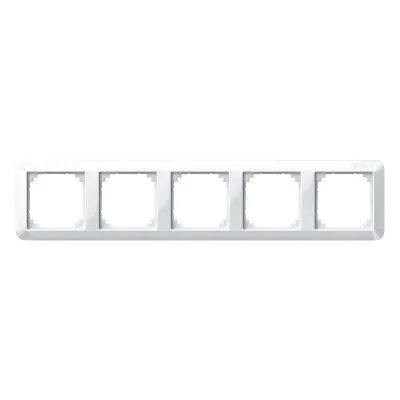 Merten Abdeckrahmen 5-fach 389519 | polarweiß | Thermoplast glänzend | waagerecht/senkrecht | Unterputz | halogenfrei