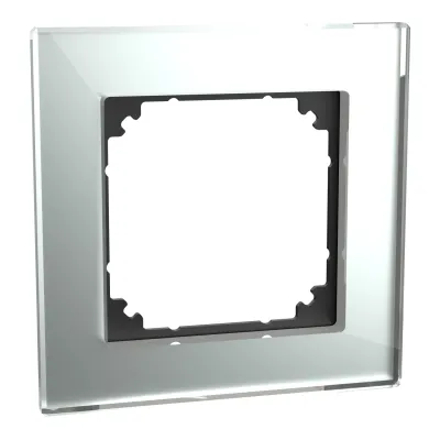 Merten 1-fach Abdeckrahmen Glas | diamantsilber glänzend | M-PLAN 489160 | halogenfrei | horizontal/vertikal