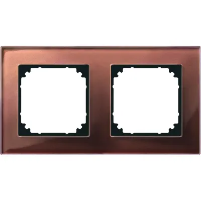 Merten Rahmen Glas 2-fach 489215 | Abdeckrahmen M-PLAN | Unterputz | Echtglas | glänzend | Mahagonibraun